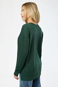 Fleece Sweatshirt with Side Slits