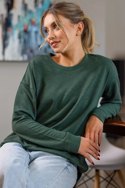 Fleece Sweatshirt with Side Slits