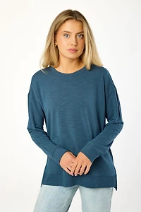 Fleece Sweatshirt with Side Slits