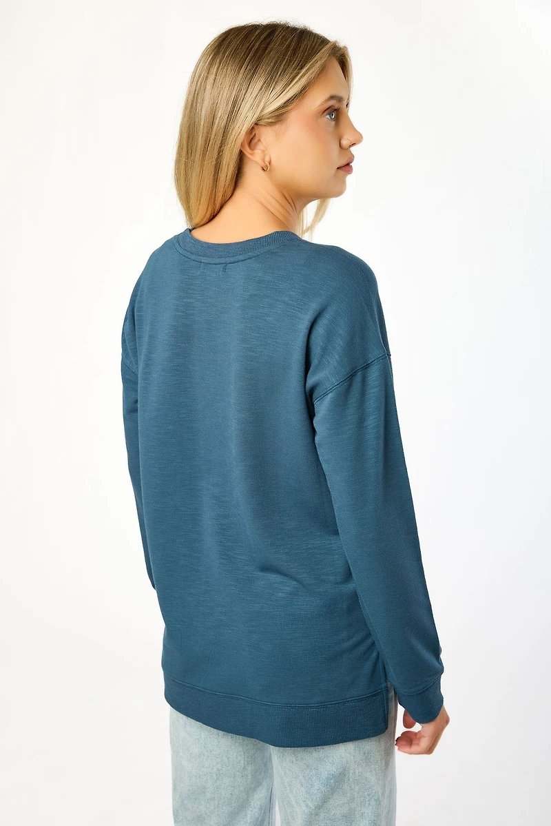 Fleece Sweatshirt with Side Slits
