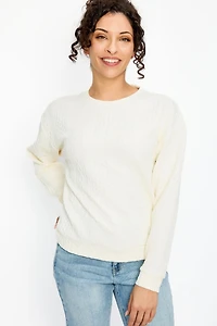 Jacquard Crew-Neck Cable-Knit Sweater