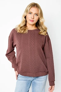 Jacquard Crew-Neck Cable-Knit Sweater