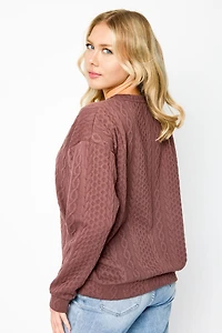 Jacquard Crew-Neck Cable-Knit Sweater