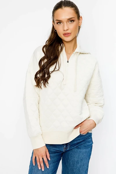 Quilted Quarter Zip Hoodie