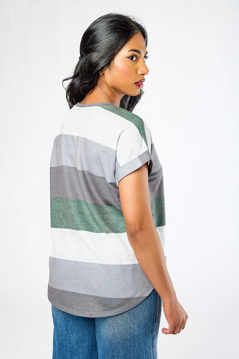 Striped Terry Split-Hem Tee