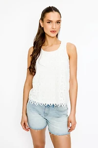 Floral Crochet Front Sleeveless Top