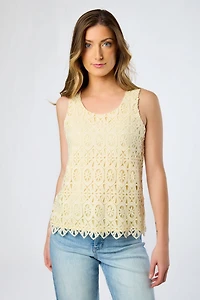 Floral Crochet Front Sleeveless Top