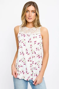 Sleeveless Lace-Trimmed Top