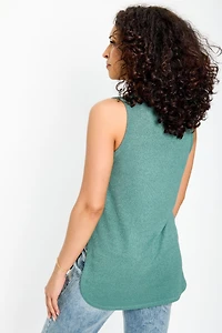 Sleeveless Crew-Neck High-Low Sweater Top