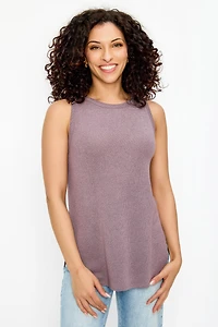 Sleeveless Crew-Neck High-Low Sweater Top