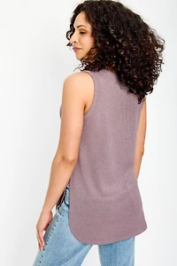 Sleeveless Crew-Neck High-Low Sweater Top