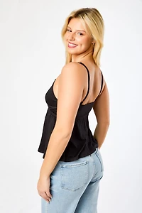 Crossover V-Neck Spaghetti Strap Babydoll Top