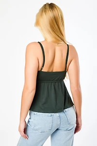 Crossover V-Neck Spaghetti Strap Babydoll Top