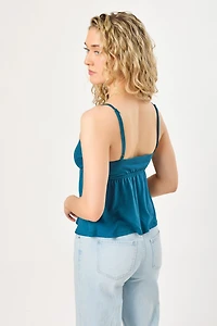 Crossover V-Neck Spaghetti Strap Babydoll Top