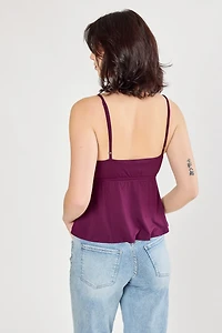 Crossover V-Neck Spaghetti Strap Babydoll Top