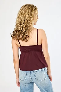 Crossover V-Neck Spaghetti Strap Babydoll Top