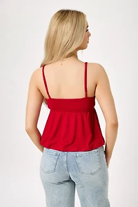 Crossover V-Neck Spaghetti Strap Babydoll Top