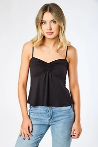 Cinched Bust Spaghetti Strap Babydoll Top
