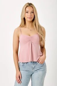 Cinched Bust Spaghetti Strap Babydoll Top