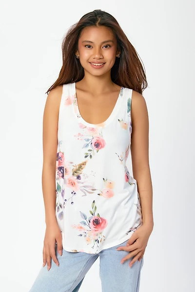 Floral Sublimation Ultra-Soft Hacci Scoopneck Tank