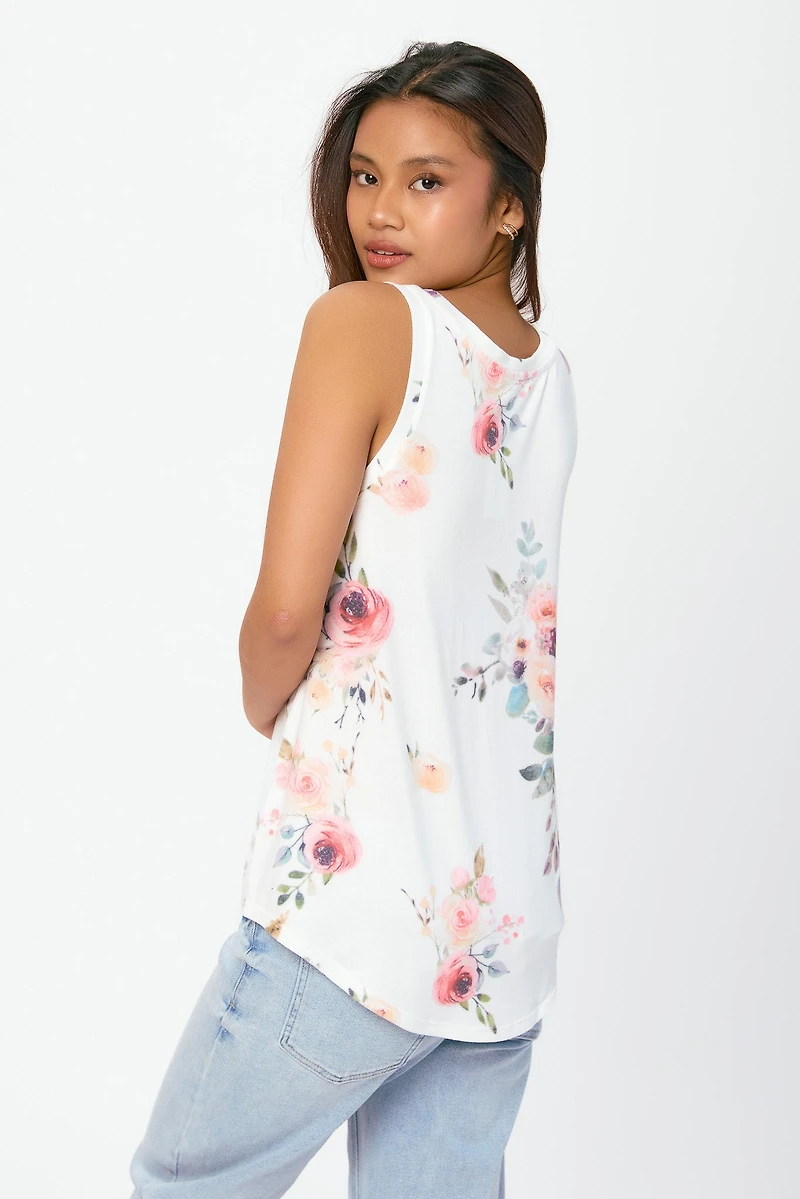 Floral Sublimation Ultra-Soft Hacci Scoopneck Tank