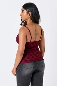 Floral Mesh Tank with Built-In Support