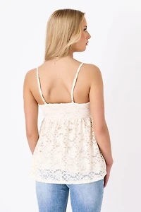 Floral Lace Ruffle Babydoll Cami