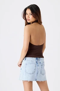 Double Layer Cowl Neck Halter Top
