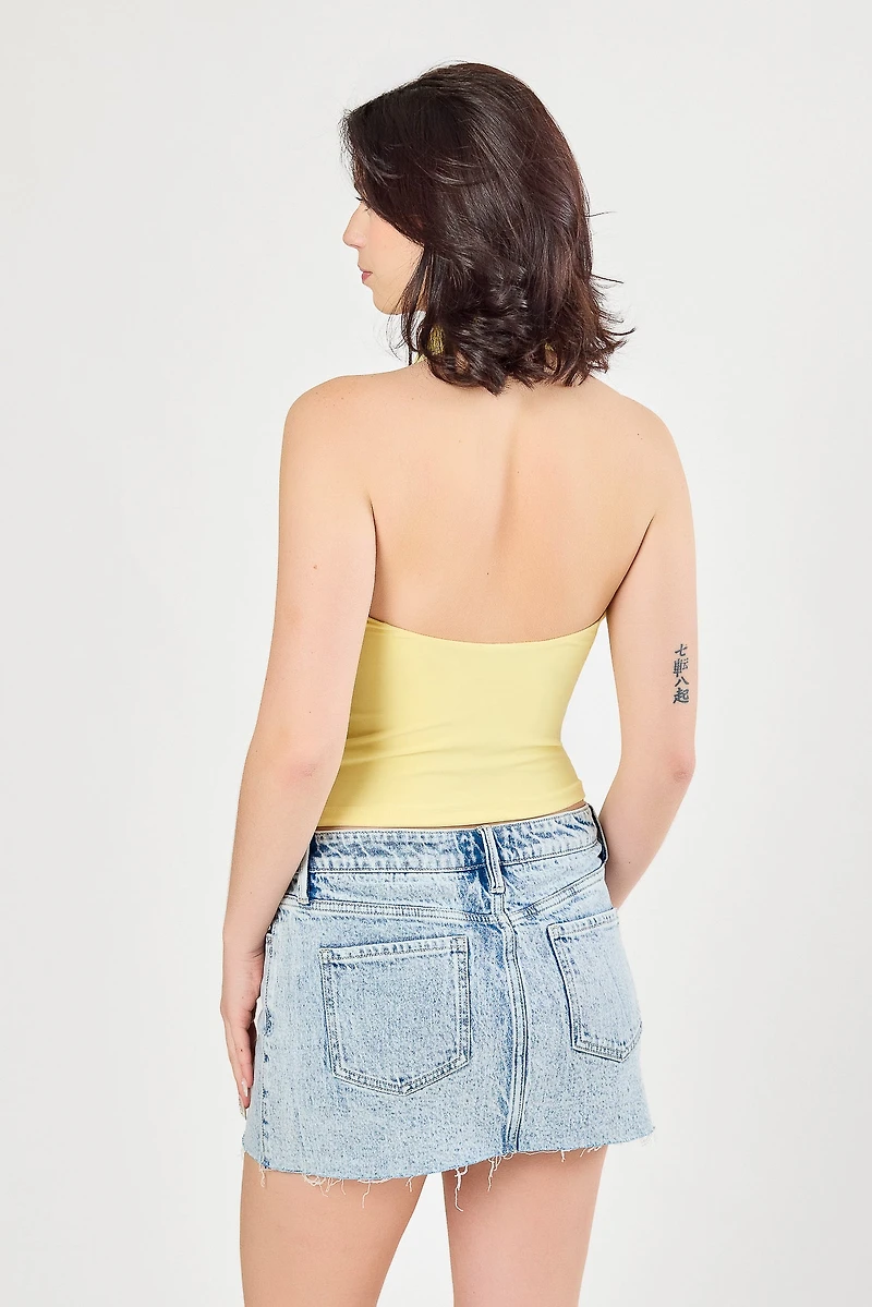 Double Layer Cowl Neck Halter Top