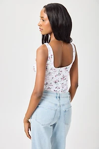 Pink Combo Ditsy Eyelet Square-Neck Bodysuit