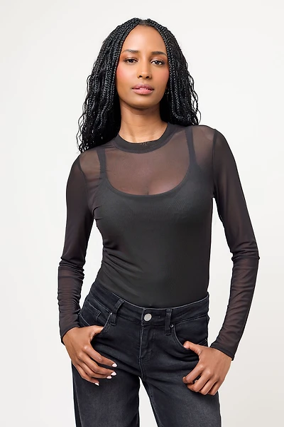 Mesh Long Sleeve Bodysuit