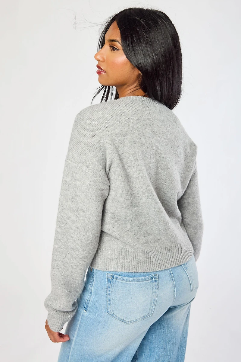 Rhinestone Bow Jacquard Sweater