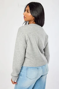 Rhinestone Bow Jacquard Sweater