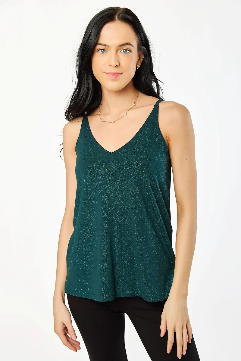 Glitter Double V-Neck Cami