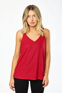 Glitter Double V-Neck Cami