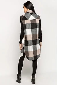 Buffalo Plaid Sleeveless Longline Shacket