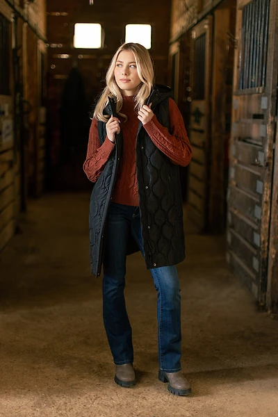 Wave Quilted Hooded Vest