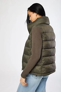 Knitted Sleeve Puffer Jacket