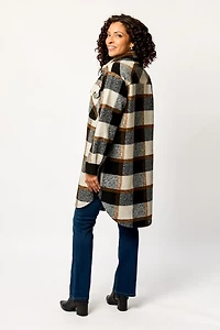 Plaid Knit Longline Shacket