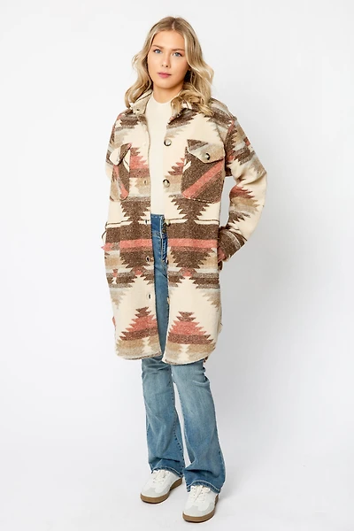 Abstract Knit Longline Shacket