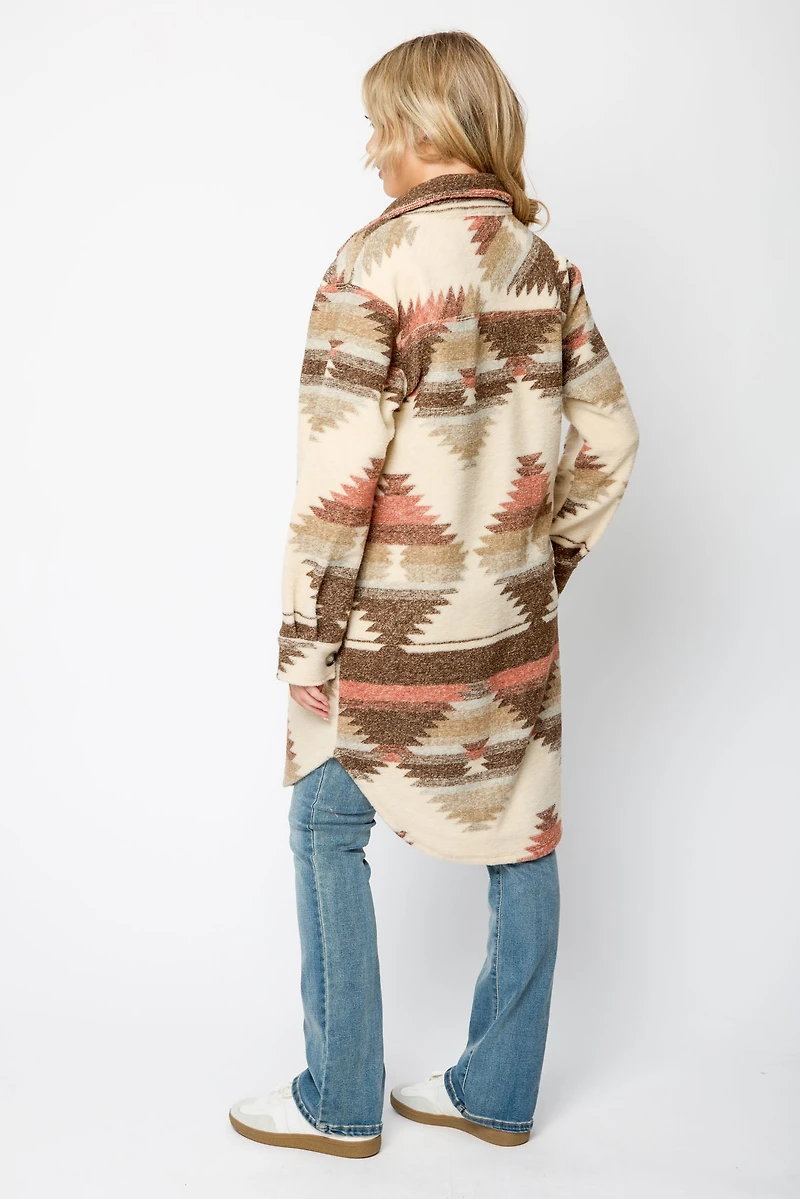 Abstract Knit Longline Shacket