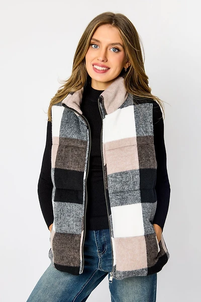 Plaid Puffer Vest