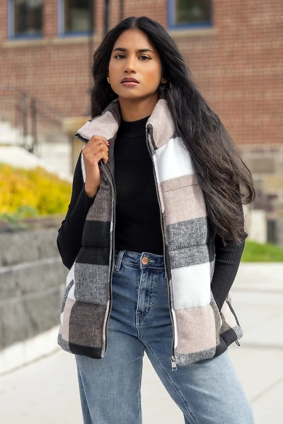 Plaid Puffer Vest