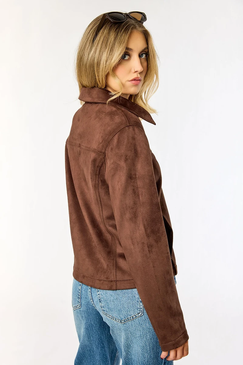 Suede Zip-Front Jacket
