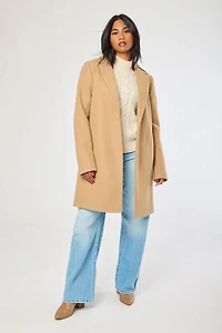 Brushed Faux Wool One Button Coat