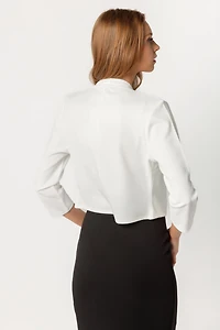 Stretch Crepe Cropped Shawl Blazer