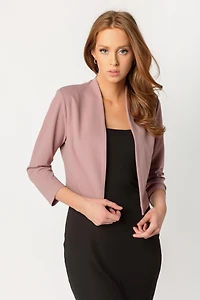 Stretch Crepe Cropped Shawl Blazer