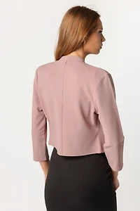 Stretch Crepe Cropped Shawl Blazer