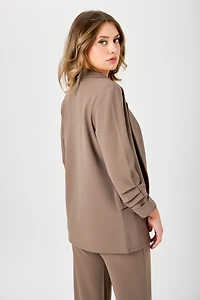 Stretch Crepe Blazer with Ruched Sleeves