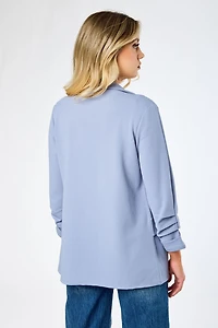 Stretch Crepe Blazer with Ruched Sleeves